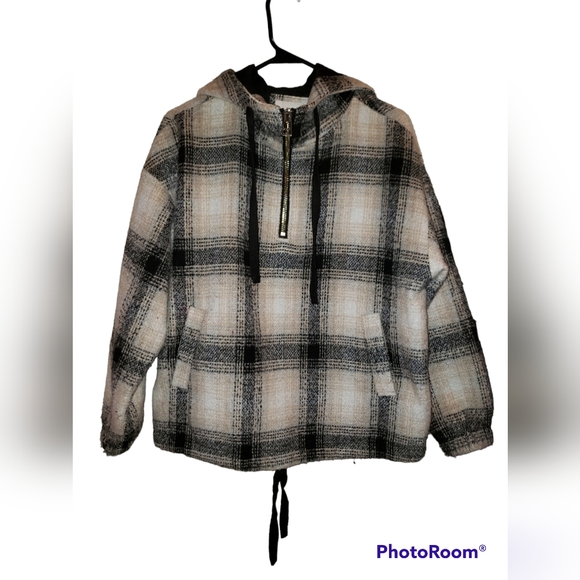 Forever 21 Women's Ivory Black Pullover Hoodie Jacket Over Sized Size Small - Picture 3 of 8